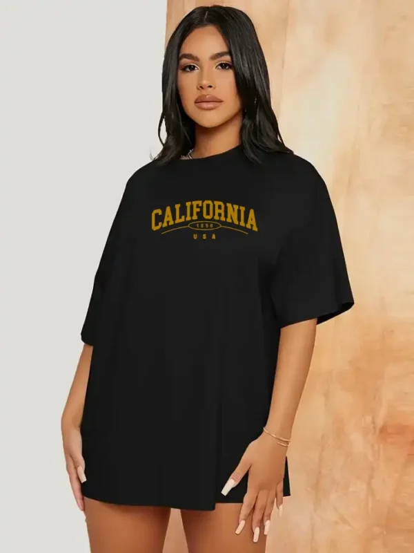 Camiseta Feminina preta 100% algodão 30.1 Hill K (California)