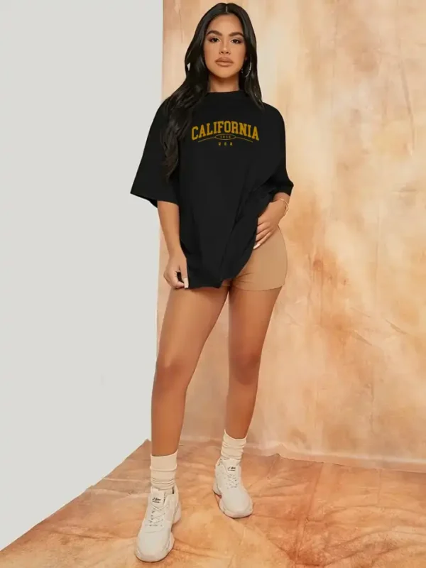 Camiseta Feminina preta 100% algodão 30.1 Hill K (California) - Image 3